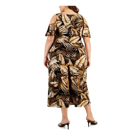 CONNECTED APPAREL Womens Black Short Sleeve V Neck Cropped Jumpsuit Plus 18W - Picture 2 of 4